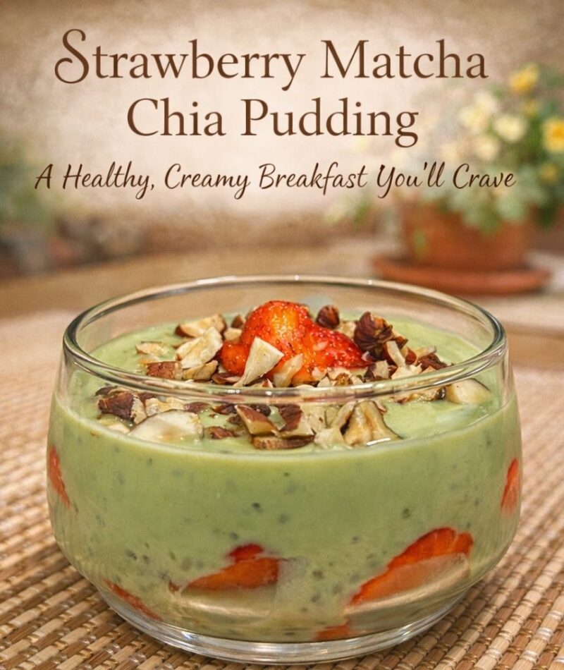Strawberry Matcha Chia Pudding Healthy Breakfast